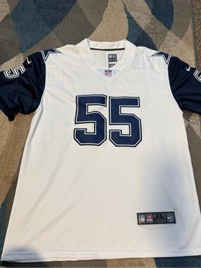 NFL White and Navy #55 Men's Football Jersey